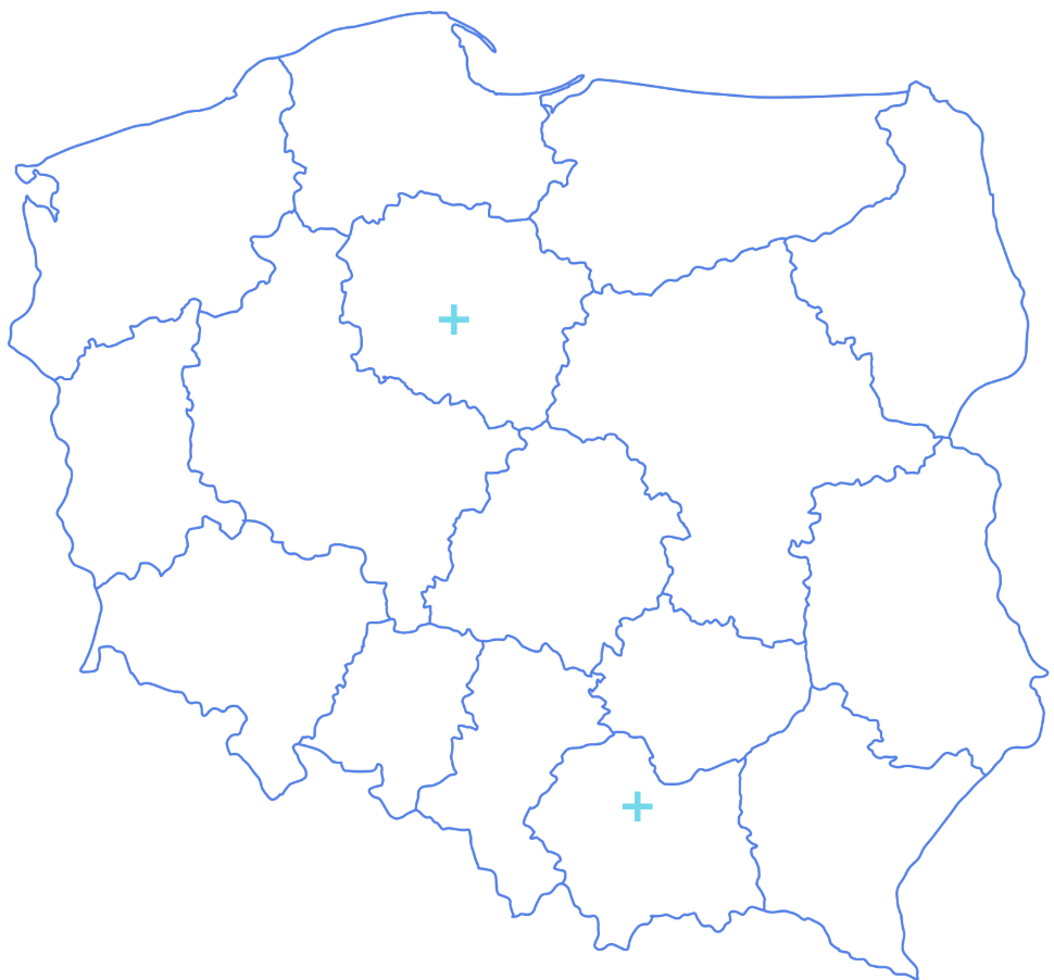 Mapa Polski z lokalizacjami